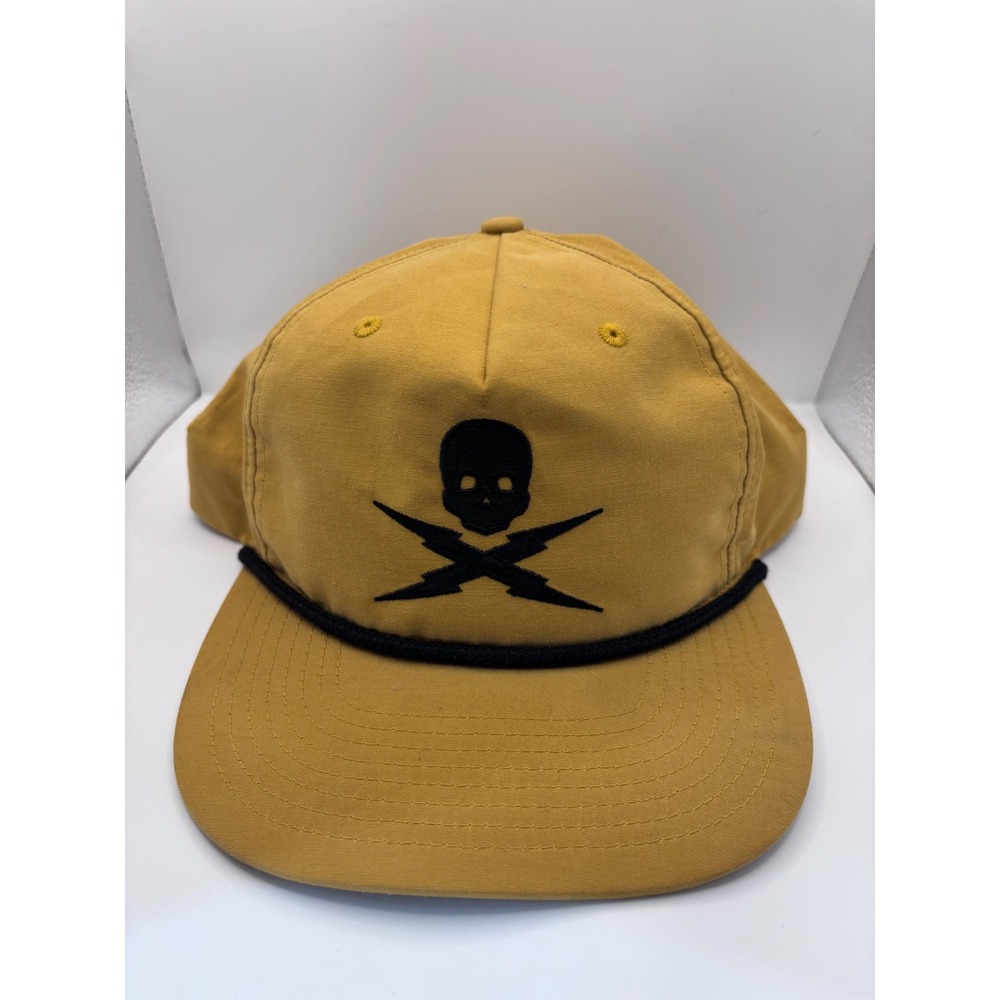 Richardson 256 Rope Hat Mens OSFA Mustard Yellow Skull Lightning Bolt Snapback